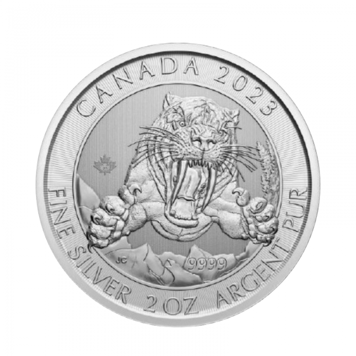 2 oz (62.20 g) sidabrinė moneta Kardadantis tigras, Kanada 2023