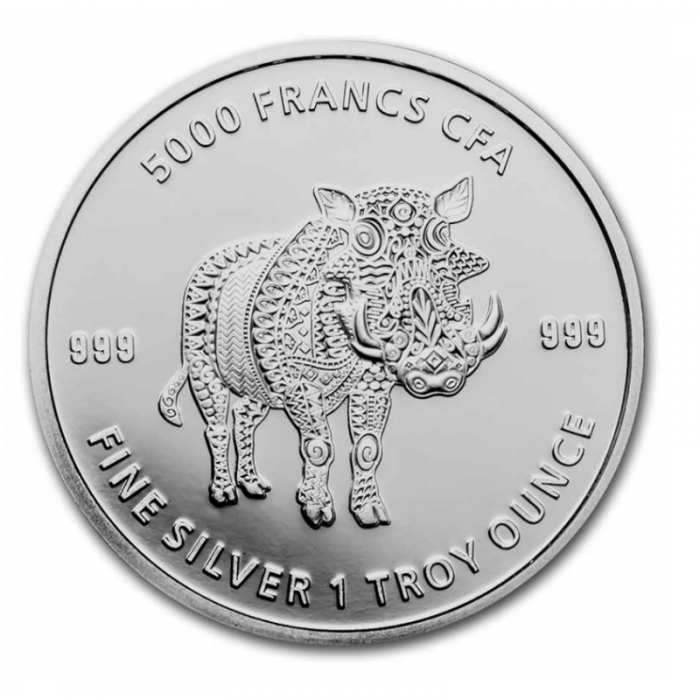 1 oz (31.10 g) silver coin Mandala Warthog, Tchad 2021