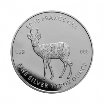 1 oz sidabrinė moneta Mandala Antilopė, Čadas 2021 