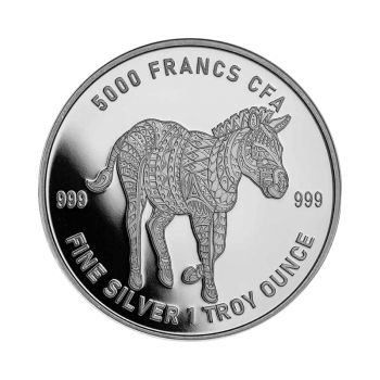 1 oz (31.10 g) sidabrinė moneta Mandala Zebras, Čadas 2022