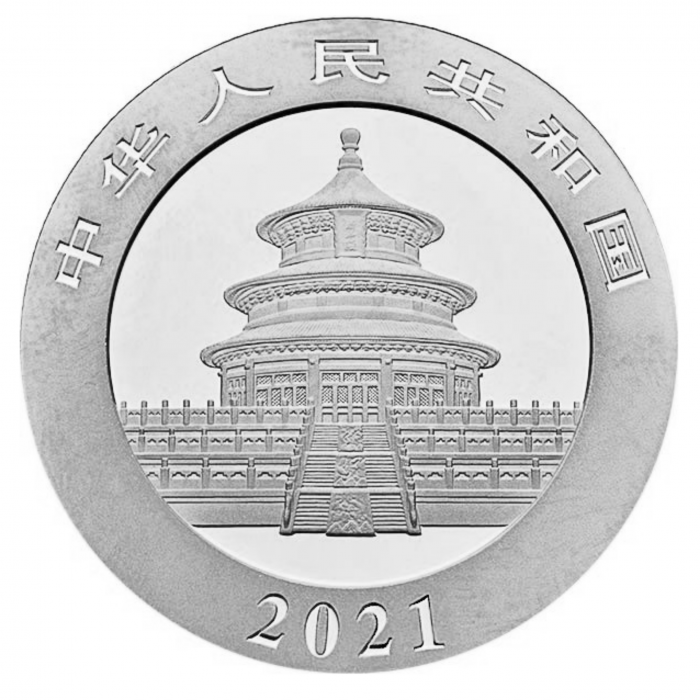 30 g srebrna moneta Panda, Chiny 2021