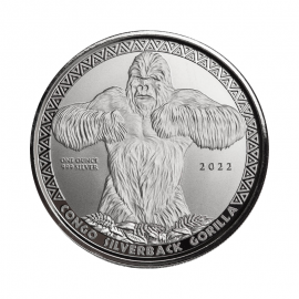 1 oz (31.10 g) sidabrinė moneta Silverback Gorilla, Kongo Respublika 2022