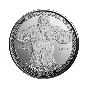 1 oz (31.10 g) silver coin Congo Silverback Gorilla, Congo 2022