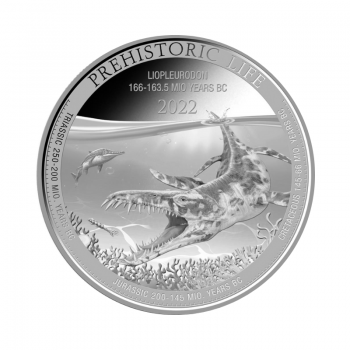 1 oz (31.10 g) sidabrinė moneta Liopleurodonai , Kongo Respublika 2022