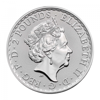 25 vnt. x 1 oz sidabrinių monetų Britannia, D. Britanija 2022 (tūba)