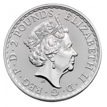 1 oz sidabrinė moneta Britannia, D. Britanija 2021
