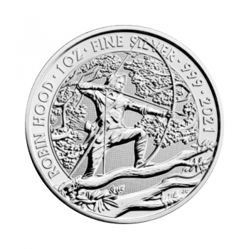 1 oz (31.10 g) sidabrinė moneta Robin Hood, D. Britanija 2021