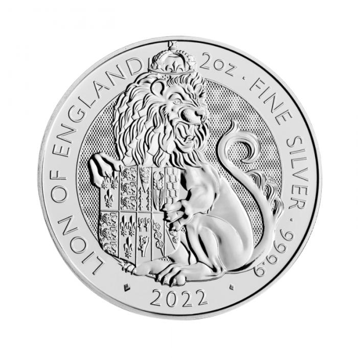 2 oz (62.20 g) sidabrinė moneta Anglijos Liūtas, Tudor, D. Britanija 2022