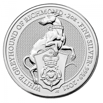 2 oz sidabrinė moneta Baltasis Ričmondo Kurtas, D. Britanija 2021 || Karalienės Žvėrys