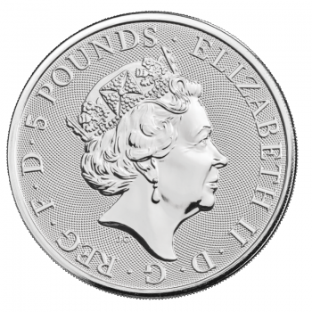 2 oz (62.20 g) sidabrinė moneta Queen's Beasts, White Lion of Mortimer, D. Britanija 2020