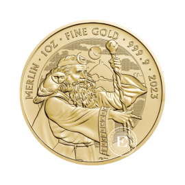1oz (31.1 g) złota moneta Mity i legendy, Merlin, Wielka Brytania 2023