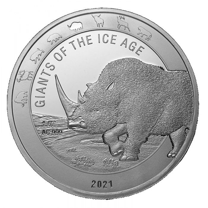 1 oz (31.10 g) silver coin Woolly Rhinoceros, Ghana 2021