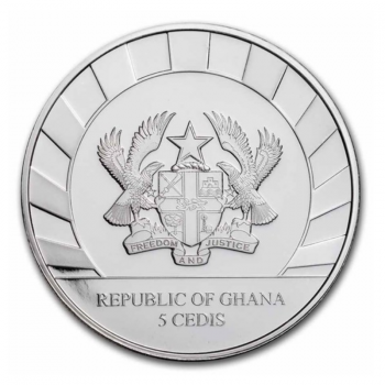 1 oz sidabrinė moneta Gauruotasis Raganosis, Ganos Respublika 2021