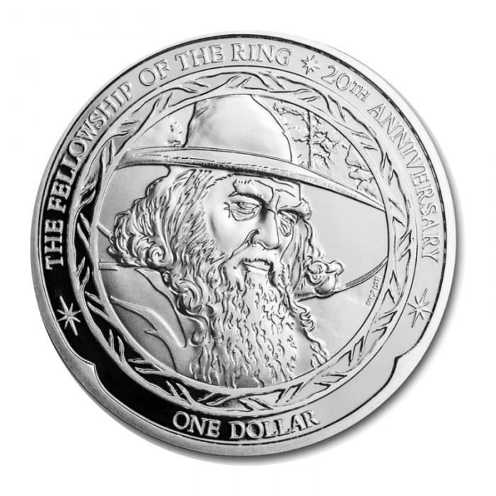 1 oz (31.10 g) sidabrinė moneta Gendalfas, Žiedų valdovas, Naujoji Zelandija 2021