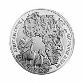 1 oz (31.10 g) sidabrinė moneta Pelikanas, Ruanda 2022