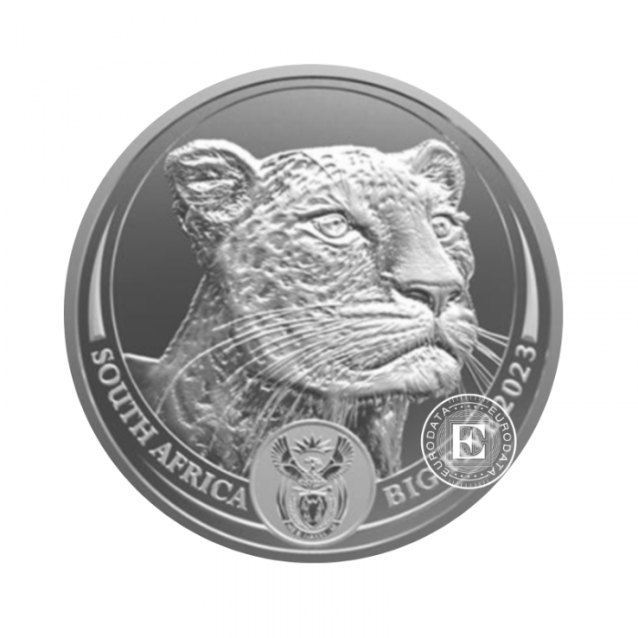 1 oz (31.10 g) sidabrinė moneta kortelėje Didysis penketas - Leopardas, Pietų Afrikos Respublika 2023