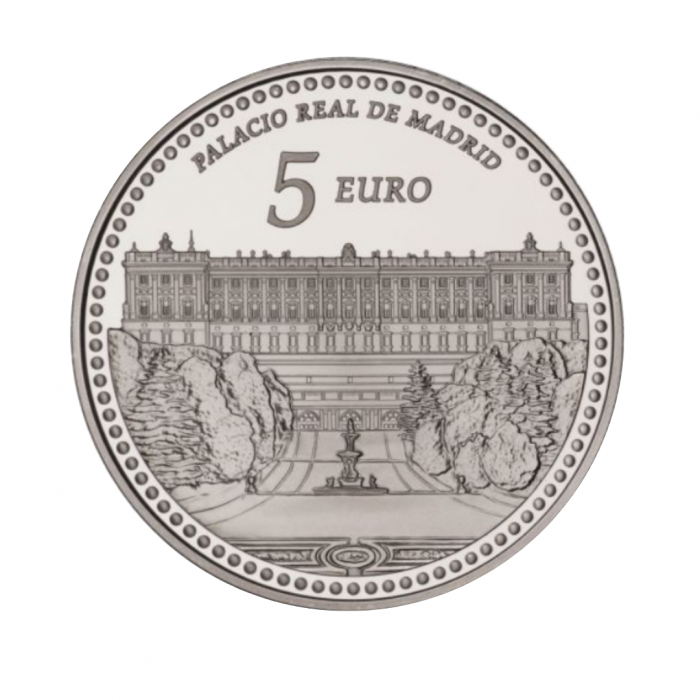 5 eurų sidabrinė moneta Madrido karališkieji rūmai, Ispanija 2014