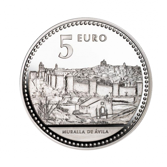5 eurų sidabrinė moneta Avila, Ispanija 2010