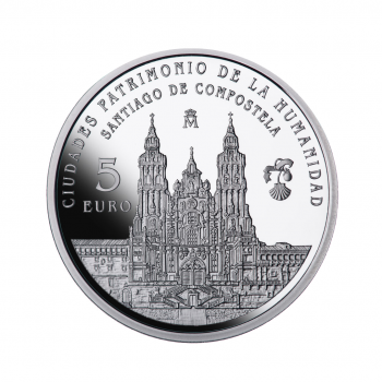 5 eurų sidabrinė moneta Santjago de Kompostela, Ispanija 2015