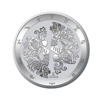 1 oz sidabrinė moneta Dvyniai, Zodiako ženklai, Tokelau 2022