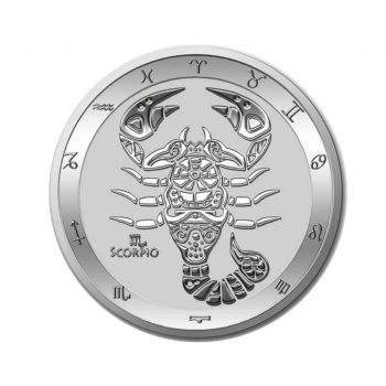 1 oz sidabrinė moneta Skorpionas, Zodiako ženklai, Tokelau 2022