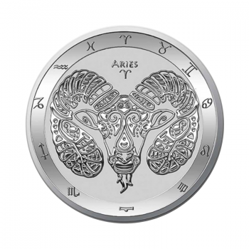 1 oz sidabrinė moneta Avinas, Zodiako ženklai, Tokelau 2022