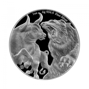 1 oz (31.10 g) sidabrinė moneta Bull & Bear, Tokelau 2022 