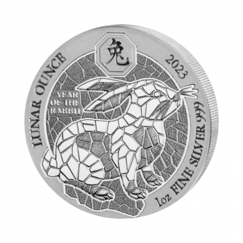 1 oz (31.10 g) sidabrinė moneta Triušio metai, Ruanda 2023
