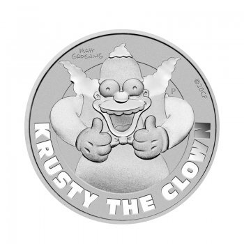 1 oz (31.10 g) sidabrinė moneta Klounas Traškis, Simpsonai, Tuvalu 2020