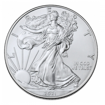 1 oz (31.10 g) sidabrinė moneta Amerikos Erelis, JAV 2021 (Senas dizainas)
