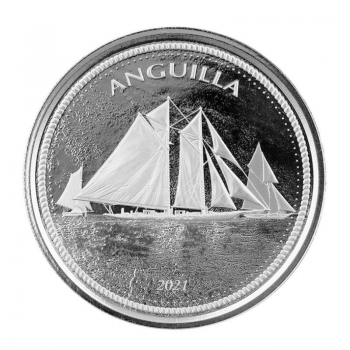 1 oz sidabrinė moneta burinis laivas Anguilla, Angilija 2021