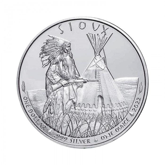 1 oz sidabrinė moneta Sioux Indian Chief Guardian, JAV 2022