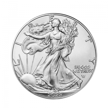 1 oz sidabrinių monetų Amerikos Erelis, JAV 2023 (Tūba)