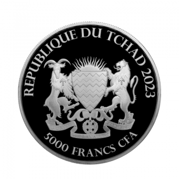 1 oz (31.1g.)  sidabrinė moneta Bull & Bear, Čadas 2023
