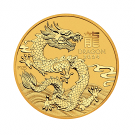1 oz (31.10 g) złota moneta Lunar III -  Dragon, Australia 2024