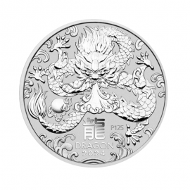 1 oz (31.10 g) sidabrinė moneta Lunar III -  Drakono metai, Australija 2024