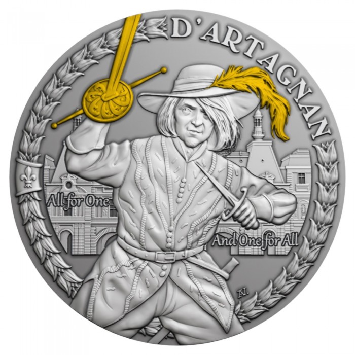 1 dolerio sidabrinė moneta D’Artanjanas ir muškietininkai, Niujė 2021