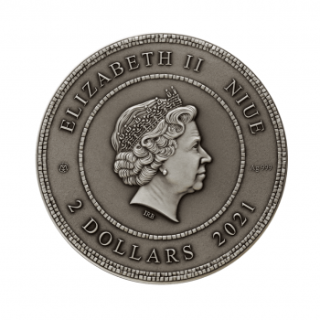 2 dolerių (62.20 g) sidabrinė moneta Mozaika, Niujė 2021