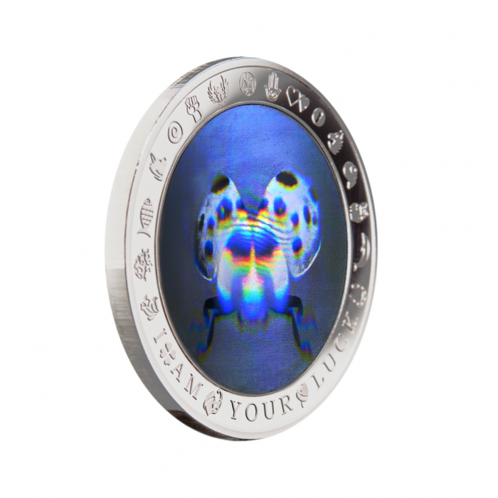 1 dolerio (30.6 g) sidabrinė moneta su 3D halograma Dievo karvutė, Niujė