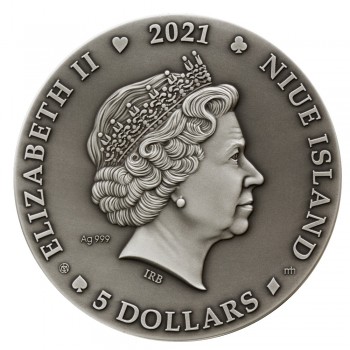 5 dolerių sidabrinė moneta Kaukė, Niujė 2021