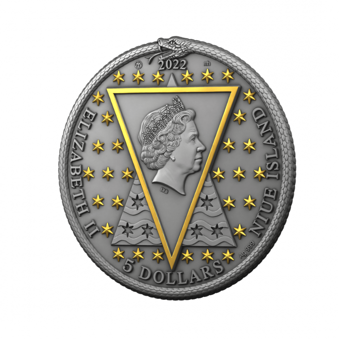 5 dolerių (62.20 g) sidabrinė moneta Dr. John Dee - Ars Speculum, Niujė 2022