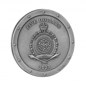 5 dolerių (62.20 g) sidabrinė moneta Metalinė bitė, Niujė 2023