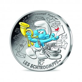 10 eur silver coin Postman Smurf 1/20, France 2020 || The Smurfs