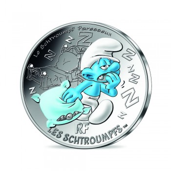10 eurų sidabrinė* moneta Tinginys, Smurfų kolekcija 3/20, Prancūzija 2020 