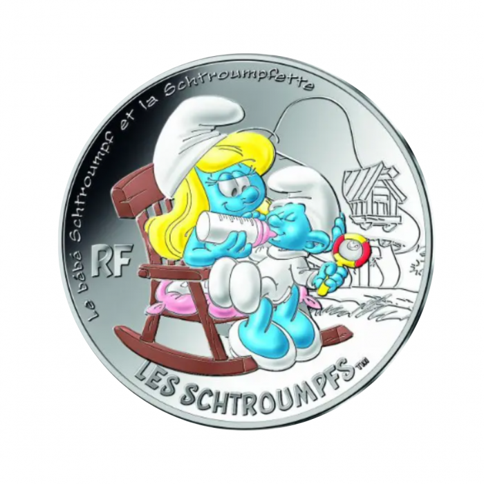 50 Eur silver coin Baby Smurf, France 2020 || The Smurfs