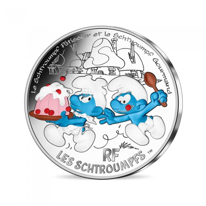 50 eurų sidabrinė moneta Gurmanas, Smurfai, Prancūzija 2020