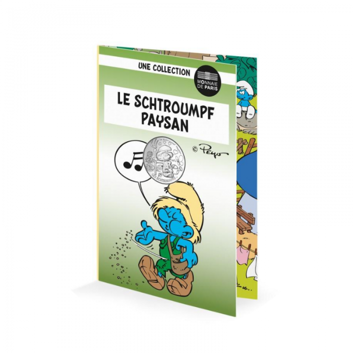 10 Euros silver colorised coin The peasant 18/20, France 2020 || The Smurfs