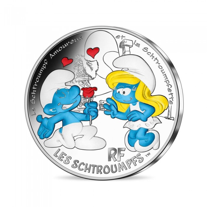 50 eurų sidabrinė moneta  Smurfų meilė, Prancūzija 2020 