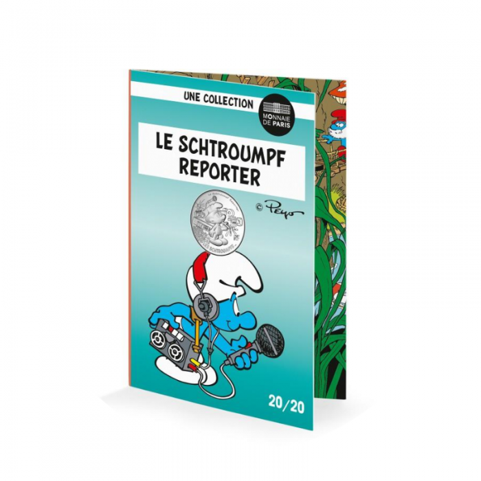 10 Euros silver colorised coin The Reporter 20/20, France 2020 || The Smurfs