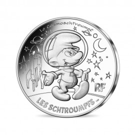 10 Euros Silver colorised coin Cosmonaut Smurf 16/20, France 2020 || The Smurfs